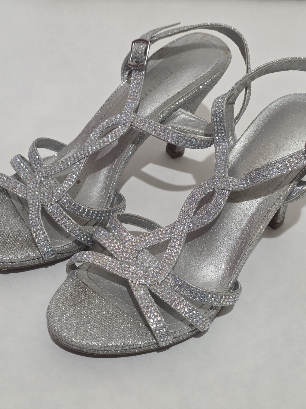 Dream Pairs Silver Crystal Evening Slingback Heels